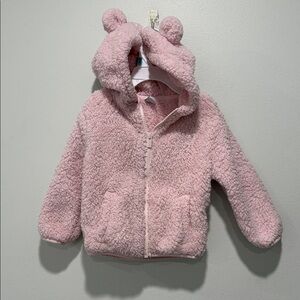 Old Navy Light Pink Sherpa Hooded Zip-Up Jacket With Ear Hood